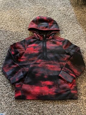 Athletic Works Red and Black Kids Hooded Quarter-Zip Sweatshirt